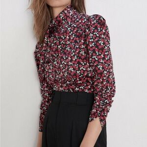 Zara Floral Blouse - Red and Black